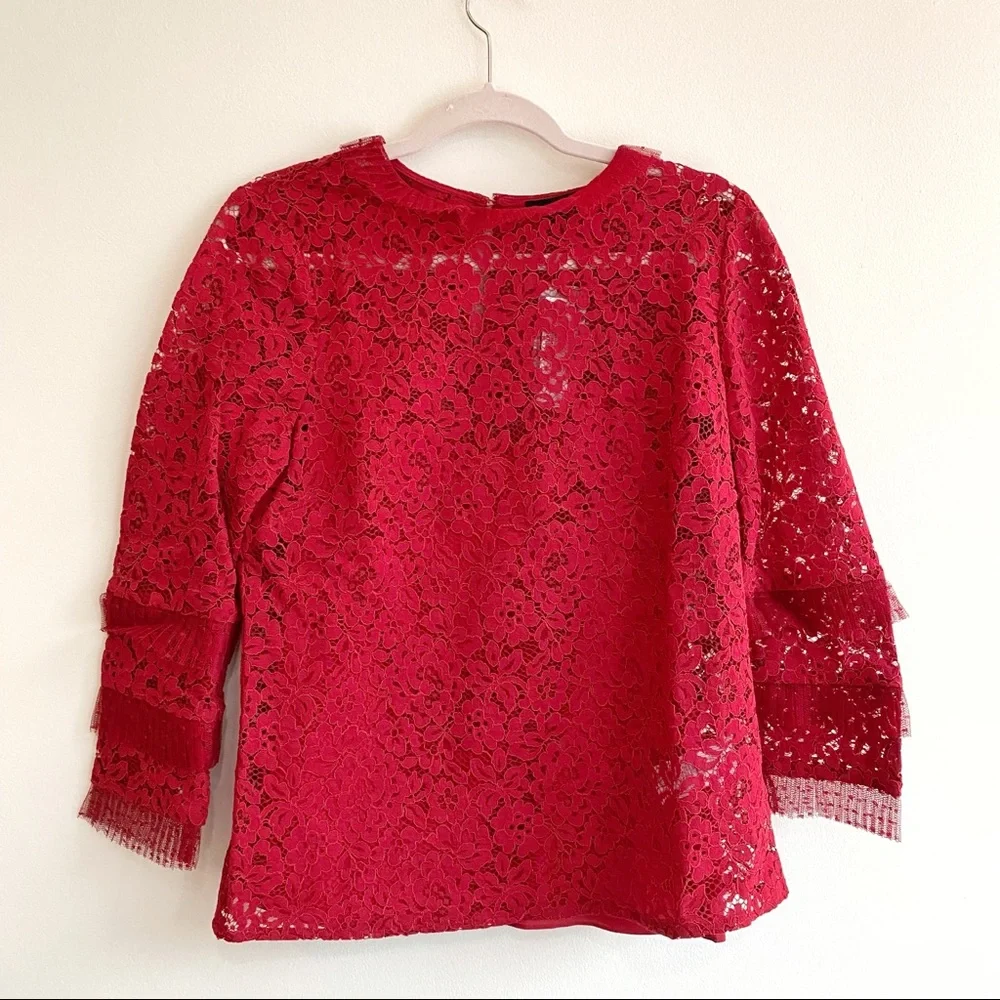 ✨NWT✨ JCREW Lace Top with Tulle Ruffle - Size Small - Picture 6 of 6